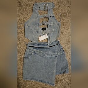 Sexy denim skort set